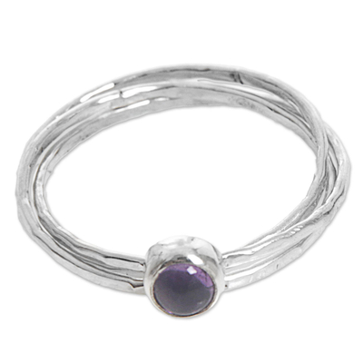Amethyst solitaire ring, 'Magical Essence in Purple' - Amethyst and Sterling Silver Solitaire Ring from Indonesia