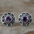 Amethyst stud earrings, 'Winter Halo' - Amethyst and Sterling Silver Stud Earrings from Bali (image 2) thumbail