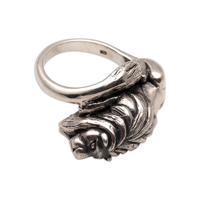 Sterling silver cocktail ring, 'Jungle King' - Sterling Silver Lion-Shaped Cocktail Ring from Bali
