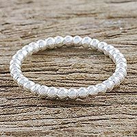 Sterling silver mid-finger band ring, 'Cute Bubbles' - High-Polish Sterling Silver Mid-Finger Ring from Thailand