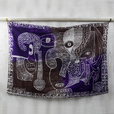 Wandbehang aus Baumwollbatik - Handgefertigter Batik-Wandbehang aus 100 % Baumwolle aus Ghana