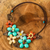 Carnelian and aventurine flower necklace, 'Blue Ginger Bouquet' - Fair Trade Multi Gemstone Necklace Floral Jewelry