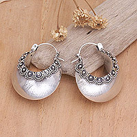 Sterling silver hoop earrings, 'Song of Light' - Sterling Silver Hoop Earrings