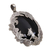 Onyx pendant, 'Wondrous Garden' - Animal-Themed Silver and Onyx Pendant from Bali