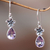 Amethyst dangle earrings, 'Plumeria Dew' - Hand Made Amethyst Floral Earrings (image 2) thumbail