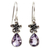 Amethyst dangle earrings, 'Plumeria Dew' - Hand Made Amethyst Floral Earrings thumbail