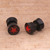 Wood stud earrings, 'Dotted Stars' - Handcrafted Arang Wood Red Star Stud Earrings from Bali (image 2) thumbail