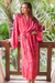 Batik rayon robe, 'Batik Blush' - Batik Rayon Robe in Rose and Berry Pink from Bali