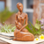 Wood statuette, 'Mother's Gift' - Mother and Child Hand Carved Suar Wood Sculpture (image 2) thumbail