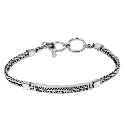 Sterling silver pendant bracelet, 'Ayung Wave' - Artisan Designed Sterling Silver Pendant Bracelet from Bali