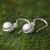 Cultured pearl dangle earrings, 'White Full Moon' - Sterling Silver and Pearl Dangle Earrings (image 2b) thumbail