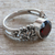 Garnet flower ring, 'Crimson Frangipani' - Garnet and Sterling Silver Flower Ring (image 2) thumbail