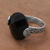 Onyx cocktail ring, 'Mysterious Circle' - Circular Onyx and Sterling Silver Cocktail Ring from Bali (image 2b) thumbail