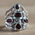 Garnet cluster ring, 'Scarlet Gaze' - Sterling Silver and Garnet Ring (image 2b) thumbail