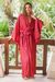 Robe aus Rayon - Handgefertigte orange und lila stempelgefärbte Rayon-Robe aus Bali