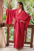 Rayon robe, 'Tangelo and Plum' - Handmade Orange and Purple Stamp Dyed Rayon Robe from Bali