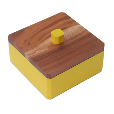 Caja decorativa de caoba - Caja de almacenamiento decorativa de caoba artesanal balinesa