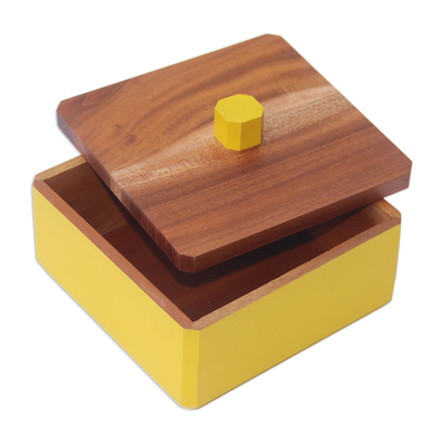 Caja decorativa de caoba - Caja de almacenamiento decorativa de caoba artesanal balinesa