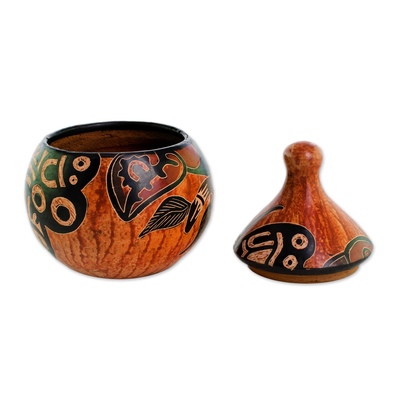Ceramic decorative jar, 'Magic Fauna' - Animal-Themed Ceramic Decorative Jar from Costa Rica