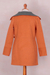 100% baby alpaca reversible coat, 'Fetching' - Orange and Grey Reversible 100% Baby Alpaca Wool Coat