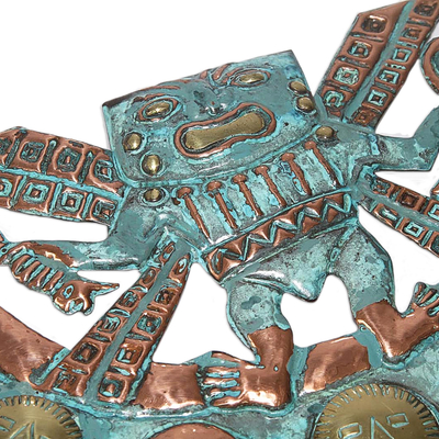 Bronze and copper wall sculpture, 'Sacred Tumi' - Archaeological Bronze Copper Wall Art