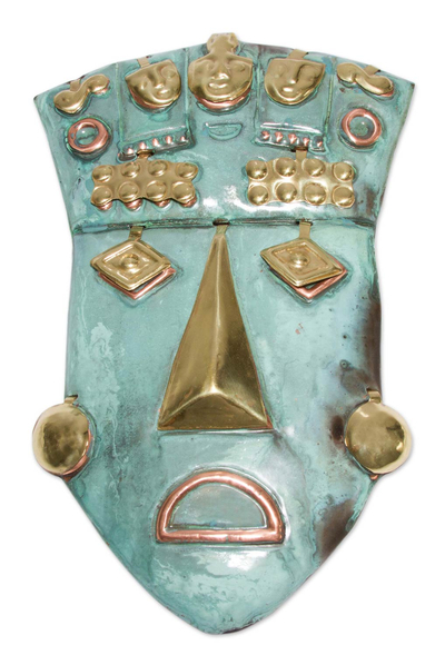 Copper and bronze mask, 'Auqui Inca Prince' - Inca Copper Bronze Mask