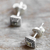 Marcasite stud earrings, 'Gorgeous Love' - Sterling Silver and Marcasite Square Stud Earrings (image 2b) thumbail