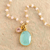 Gold plated chalcedony and rose quartz pendant necklace, 'Raja's Treasure' - Indian Faceted Chalcedony Necklace