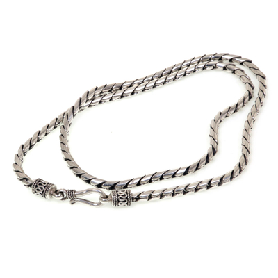 Sterling silver chain necklace, 'Silver Sleek' - Sterling Silver Chain Necklace