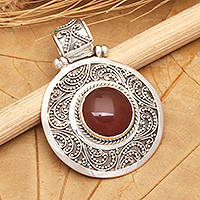 Carnelian pendant, 'Luxury' - Sterling Silver and Carnelian Pendant