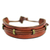 Men's leather wristband bracelet, 'Stand Alone in Tan' - Men's Hand Crafted Leather Wristband Bracelet from Africa
