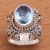 Blue topaz single stone ring, 'Glorious Vines' - Blue Topaz and Sterling Silver Single Stone Ring from Bali (image 2) thumbail