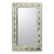 Wood and brass wall mirror, 'Antique White' - White Rustic Wall Mirror with Brass Inlay thumbail