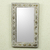 Wood and brass wall mirror, 'Antique White' - White Rustic Wall Mirror with Brass Inlay (image 2b) thumbail