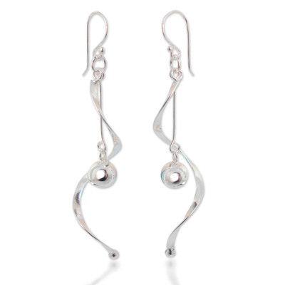Sterling silver dangle earrings, 'Movement' - Modern Sterling Silver Dangle Earrings