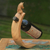 Wood wine bottle holder, 'Brown Balinese Pony' - Horse Theme Carved Wood Wine Bottle Holder from Bali