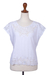 Rayon blouse, 'White Kusuma' - Floral Embroidered Rayon Blouse in White from Bali thumbail