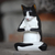 Wood sculpture, 'Tuxedo Kitty Meditates' - Prayer Wood Cat Sculpture (image 2) thumbail