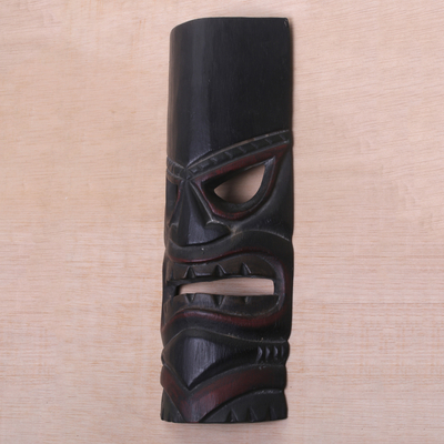 Máscara de madera - Máscara de pared de madera de Albesia tallada a mano de Bali