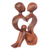 Wood sculpture, 'A Heart Shared by Two' - Romantic Wood Sculpture