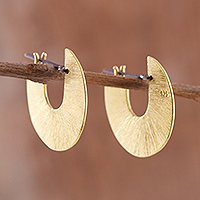 Gold plated sterling silver hoop earrings, Golden Stun