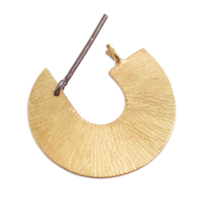Gold plated sterling silver hoop earrings, 'Golden Stun' - Modern 18k Gold Plated Sterling Silver Hoop Earrings