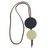 Glass and leather pendant necklace, 'Blue Eclipse' - Blue Glass and Leather Pendant Necklace from Brazil