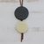 Glass and leather pendant necklace, 'Blue Eclipse' - Blue Glass and Leather Pendant Necklace from Brazil