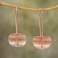 Rose gold plated sterling silver drop earrings, 'Urban Minimalism' - Modern Rose Gold Plated Sterling Silver Drop Earrings