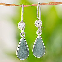 Jade dangle earrings, 'Pale Green Tears'
