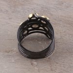 Gold accented labradorite cocktail ring, 'Dewy Morn' - Gold Accent Labradorite Multi-Stone Cocktail Ring from India