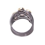 Gold accented labradorite cocktail ring, 'Dewy Morn' - Gold Accent Labradorite Multi-Stone Cocktail Ring from India