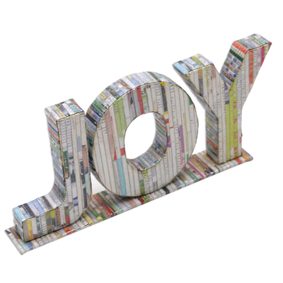 Recycled paper sculpture, 'Joyful Day' - Handmade Holiday Decorative Sculpture Joy Recycled Paper