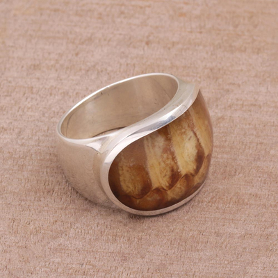 Kuppelring aus Sterlingsilber - Handgefertigter Ring aus Sterlingsilber und Harz
